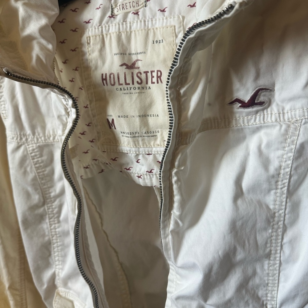 Y2K Vintage Hollister Ivory Hooded Zip Jacket - Picture 7 of 9